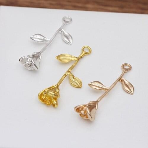 50 Pieces/Lot 42.5*11mm Metal Rose Flower Pendant Bridal Hairwear Making Materials Diy Jewelry Accessories