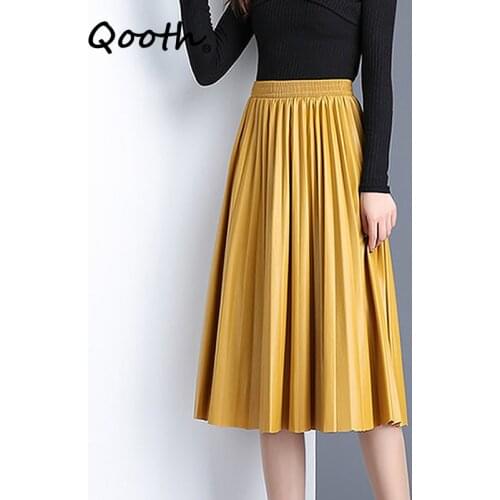 Qooth Women's Leather Skirts