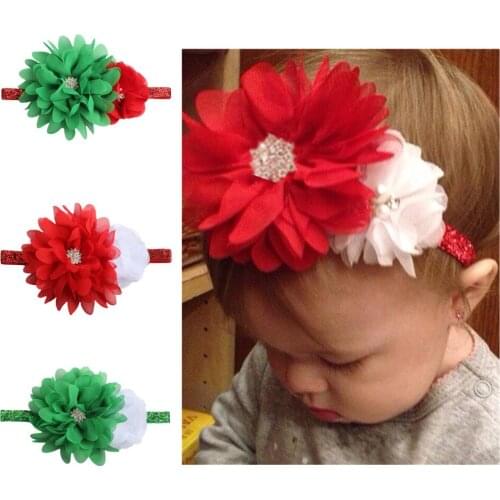 On sale 1pcs New Style Fashion Girls Creative Lovely Christmas Rhinestone Flower Hairbands Kids Headbands Exquisite Simple