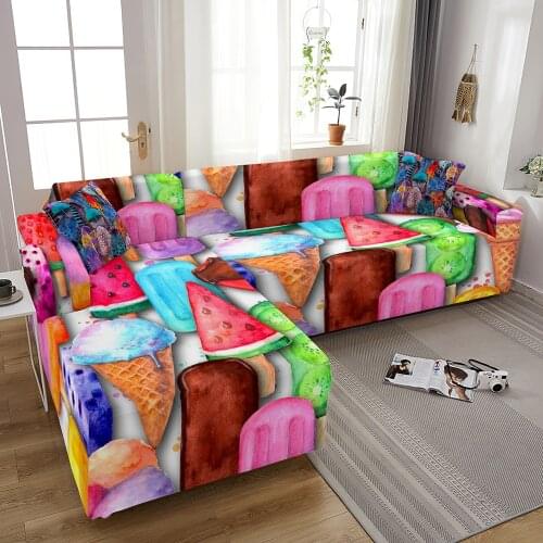 Oil Painting Elastic Sofa Covers For Living Room Ice Cream Pattern Wrapped Sofa Protector Spandex Stretch Cover For Sofa Cover