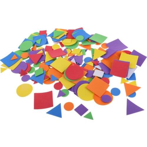 200 Pieces Foam Stickers Self-adhesive Geometric Shaped Sticker for Scrapbooks Kid Room Kindergarten Wall Decoration