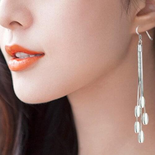 New sales silver plated super flash tassel earrings long section of temperament female exquisite jewelry earrings Girl gifts