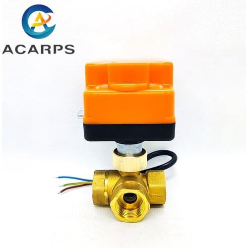 1/2“ 3/4” 1“ 3 Way Motorized Ball Valve Three Wire Two Ways Control DC24V DC12V Electric Ball valveWith Manual Switch