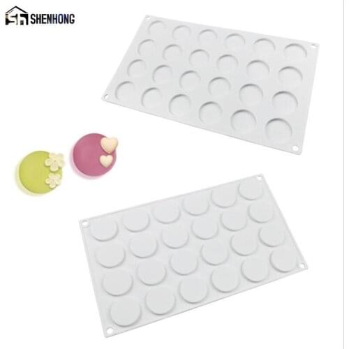 SHENHONG 24 Holes Round Cake Mold For Baking Dessert Art Mousse Silicone Decoratin Mould Silikonowe Moule Pastry Chocolate Pan