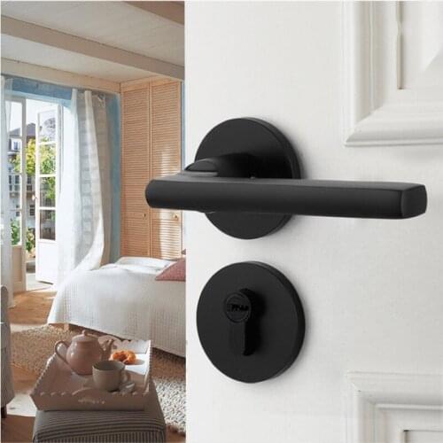 Modern Interior Aluminum Alloy Anti-theft Mechanical Door Locks Bedroom Silent Handle Split Lock Furniture Hardware Supplies