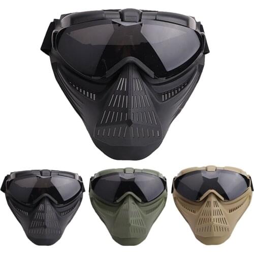 Tactical Airsoft Full Face Mask Military Paintball Shooting PC Lens Protective Safety Goggles Mask Cycling Hunting Equipment