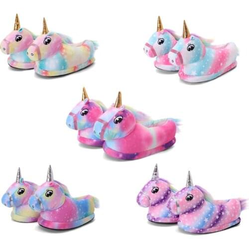 Unicorn Slipper Winter Childrens Slipper for Girls Boys Babys Flannel Warm Home Shoes Indoor Slipper for Kids Cartoon Slippers