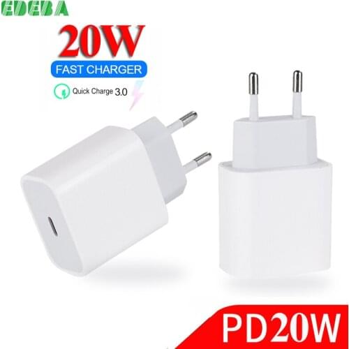 20W Phone Charger Adapter Type C PD Charger for Iphone 12 pro max mini 11 Xiaomi Redmi EU Plug Fast Charging Quick Charge 3
