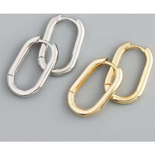 Enosola Real 925 Sterling Silver Minimalist Punk Korean Geometric Hoop Earrings for Women Hip Hop Unisex Rock Party Jewelry Gift