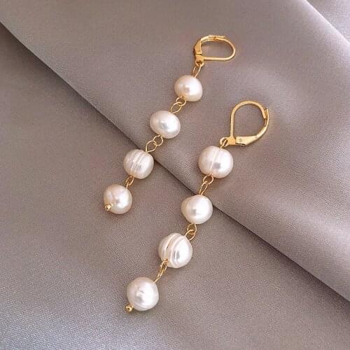 Origin Summer Vintage Baroque Irregular Natural Freshwater Pearl Dangle Earring for Women Gold Metal Earring Jewelry Pendientes