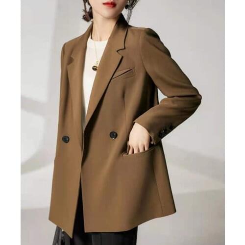 2021 Fashion Solid Color Suit Jacket Vintage Single Breasted Long Sleeve Blazer Female Outerwear With Pockets Veste Femme