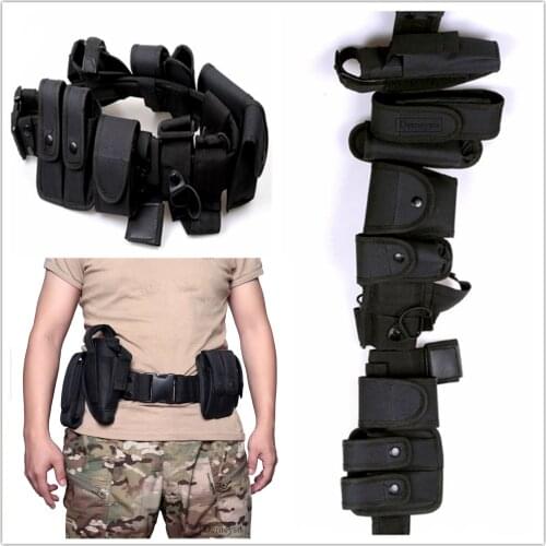 10pcs/set Police Security Tactical Duty Belt Modular Set with Gun Holster, Flashlight Pouch, Baton Pouch Enforcement Equipment
