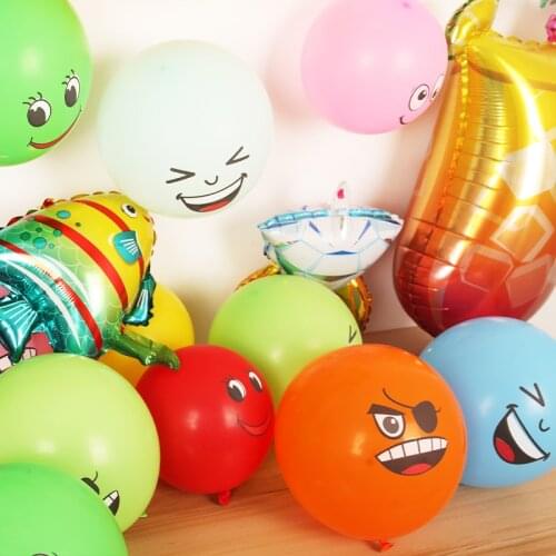 10pcs 12-inch variety of smiley face latex balloons birthday party decoration balloon expression symbol childrens toys