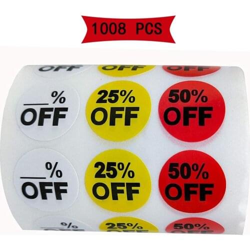 2021 New Tend 1008pcs Blank 25 50 Percentage Discount Sticker 3/4 Inch Round For Retail Store Pricemarker Label