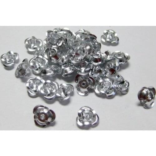200 Silver Aluminum Metal Rose Flower Beads 8mm Finding