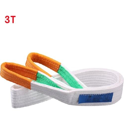 3T White Flat Lifting Webbing Sling Industrial High Strength Cargo Hoisting Belt Webbing Tape Belt Sling Fabric Strap