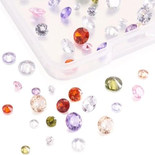80pcs/box Mixed Color Cubic Zirconia Cabochons Grade A Faceted Diamond for Necklace Jewelry DIY Making Decor Accessories