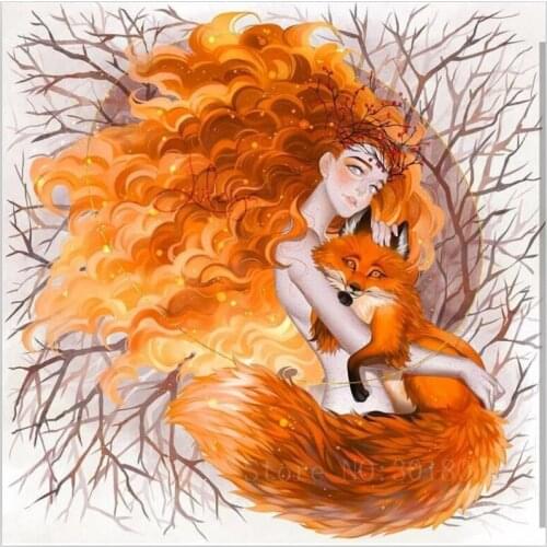 Diamond Mosaic Diy Diamond Embroidery Angels And The Fox Diamond Painting Cross Stitch Floral Rhinestone Decoration Needlework