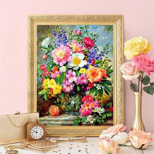 Full Square/Round Diamond Painting Flower Diamond Embroidery Mosaic Vase Peony 5D DIY Decor For Home WG2104
