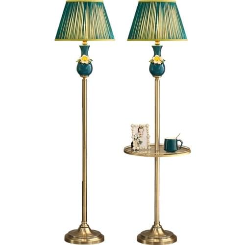 American Simple Green Ceramic Floor Lamp For Living Room Study and Bedroom Bedside Vertical Lamp Light Luxury Decorative Lamp