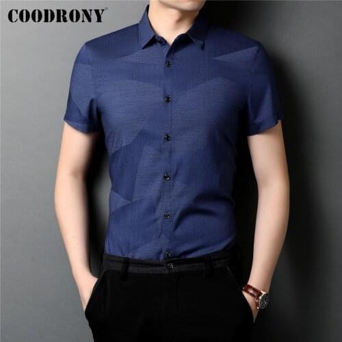 COODRONY Brand Spring Summer New Arrival High Quality Smooth Fabric Short Sleeve Casual Shirt Men Business Dress Clothing C6060S
