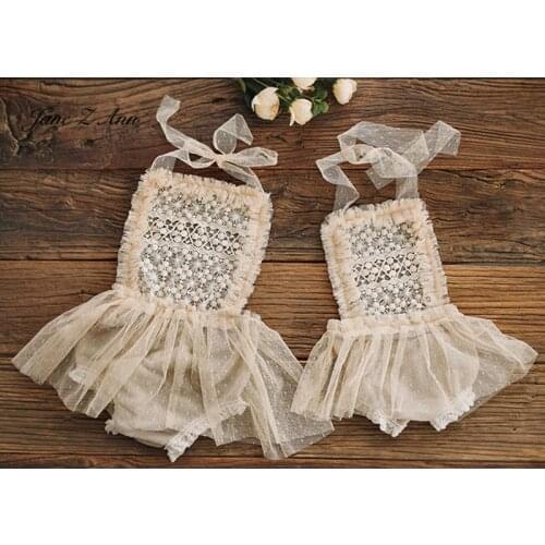 Jane Z Ann baby girl hollowed back off cotton lace dress infant photo costume newborn/1 year photography props