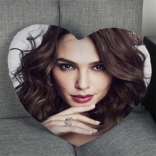 Hot Sale Gal Gadot Actor Pillow Case Heart Shaped Zipper Pillow Cover Satin Soft No Fade Pillow Cases Home Textile Decorative