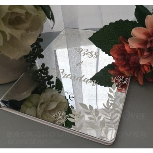 Guest Book Wedding Personalized Custom Mirror Engrave Carve Party White Names Date Gifts Signature Decor Lush Flowers G024