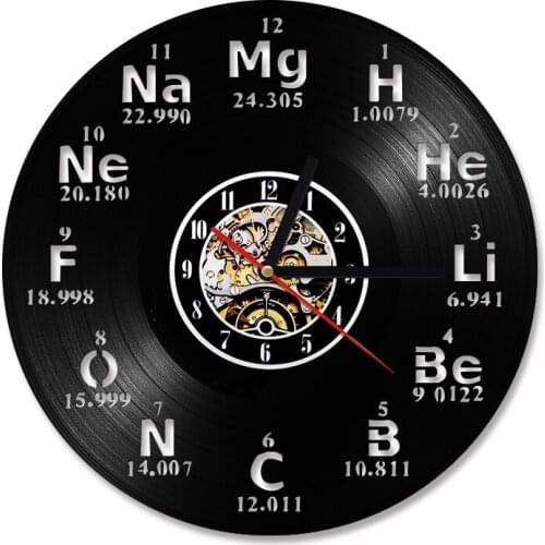 Chemical Element Periodic Table Vinyl Record Wall Clock Science Chemistry Wall Art Vintage Wall Watch School Classroom Decor