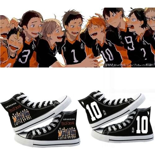 Anime Haikyuu Print Canvas Shoes Hinata Shoyo Costume High Top Canvas Sneakers Casual Shoes Cosplay women men shoes