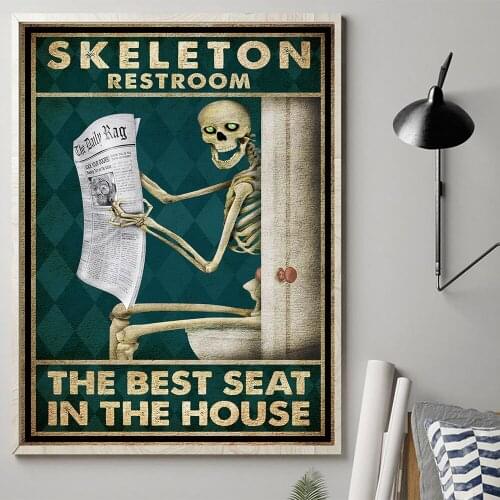 Funny Skull In Retro Style Canvas Painting Wall Art Nordic Posters and Prints Wall Pictures for Living Room Decoration Frameless