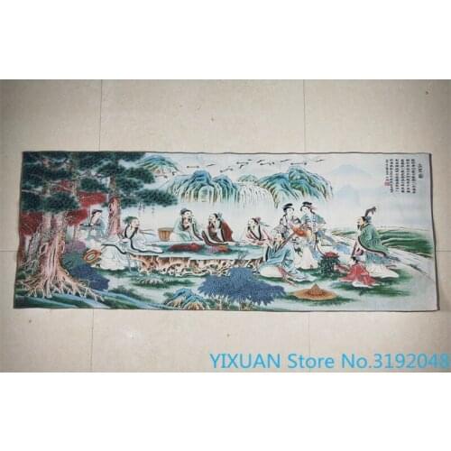 Degustación de té, brocado, pintura de tela, decoración, pintura colgante, bordado a máquina, pintura de seda