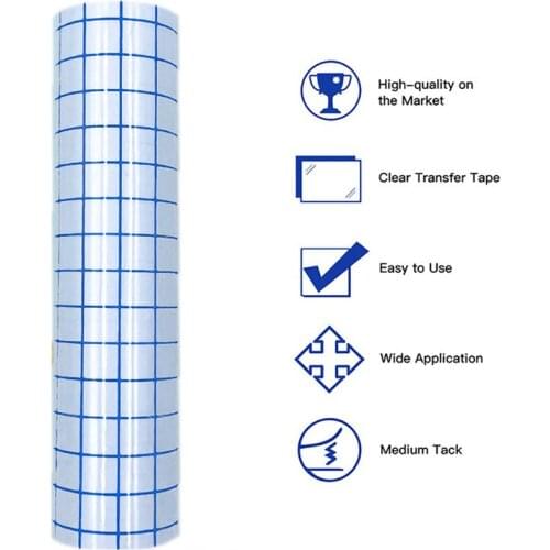 Adhesive Vinyl Transfer Paper Tape Sheet/Roll Clear w/Blue Alignment Grid Mid Tack Sign Vinyl Sticker Cutting Craft Decals DIY