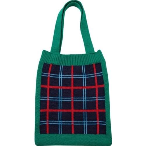 Korea Japan Knitted Shoppers Shoulder Tote Bags for Women 2021 Girls Handbags Female Casual Wallets Large Capacity Schoolbags