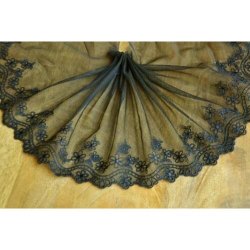 5 Meters 18cm Width Black French LaceTulle Mesh Lace Fabric for Dress Swiss Voile Lace