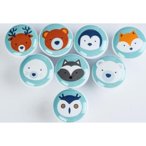 LCH Ceramic Carton Knob Bear Fox Penguin Children Room Hardware Museum Cabinet Knobs Drawer Knobs for Kids/Children