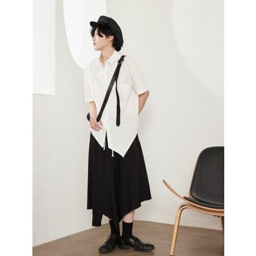 M-6XL! Big yards mens clothing 2021 Pointed, asymmetrical summer short-sleeved shirt