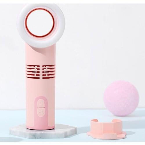 Mini Portable Bladeless Fan USB Charging Handheld Cooling Fan Air Cooler LED Light