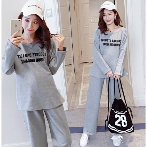 Fashion Maternity Set Clothes Casual Maternity Suit Spring Autumn Pregnancy Tops and Trousers Pregnant Sets Letter T-shirt+pants