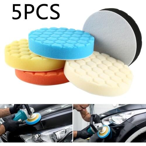 5PCS Car Sponge Polishing Pad Auto Polishing Disc Buffing Waxing Wheel Car Beauty Cleaning Tool For Polisher Adapter 6 / 7 inch