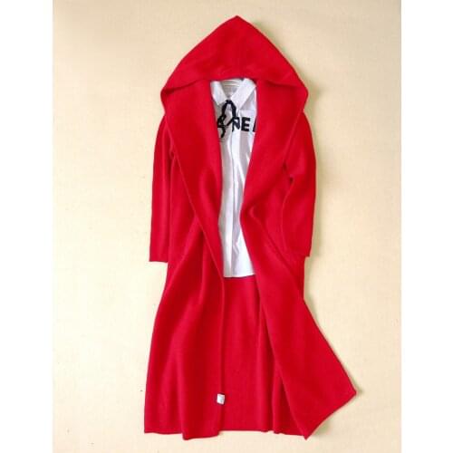 Mink cashmere lambswool blend thick knit womens fashion hooded cardigan overcoat M/L