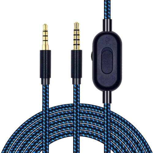 OFC Replacement Braided Cable Extension Cord With Volume Control Inline Mute Clip For Logitech Astro A10 A30 A40 TR A50 Headsets