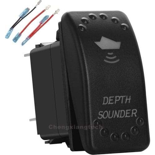 Orange Led 5Pin On/Off SPST Rocker Push Switch Depth Sounder 20A/12V 10A/24V For Car Boat Waterproof+Jumper Wires Set