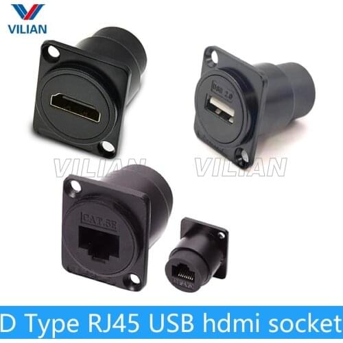 D type RJ45 USB hdmi Buchse Kabel Weibliche Signal Anschluss Panel Mount Interface Adapter hd Video Network Socket Connector 1p