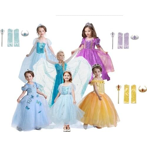 Princess Girl Birthday Dress Kids Fancy Tulle Christmas Halloween Cosplay Outfits Ball GownWedding Evening Prom Party Clothing