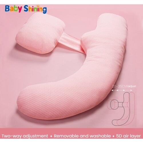 Baby Shining 2 in 1 Pregnant Pillow Maternity Pillow 150CM Sleeping Pillow Stomach Waist Support U-Shape Pillow with Cool Mat