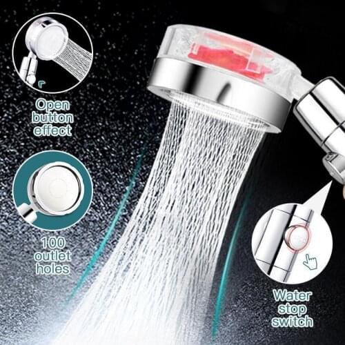 High Pressure Water Saving Spray Shower Head Small Waist with Switch on/off Button SPA Anion Filter Showerhead Bathroom Accessor