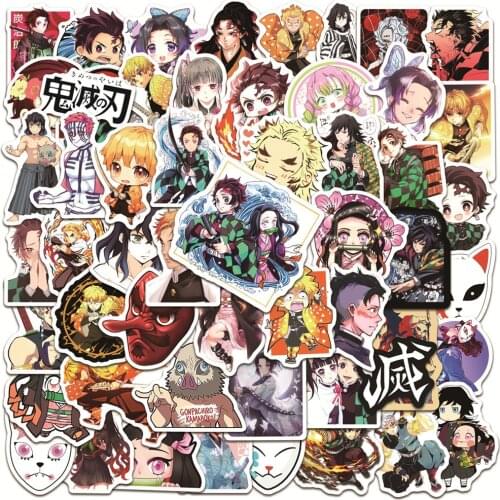 10/50/100pcs Anime Demon Slayer Kimetsu No Yaiba Sticker Aesthetic Waterproof Skateboard Luggage Kids Boy Graffiti Decal Sticker