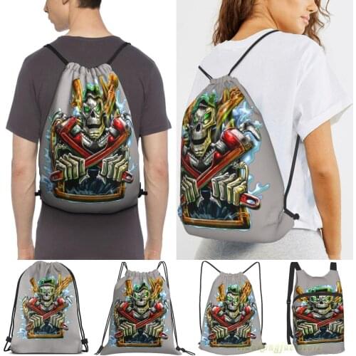 Unisex Drawstring Bags Skeleton Plumber Women Drawstring Backpacks Men Outdoor Travel Backpacks Training Fitness Bag