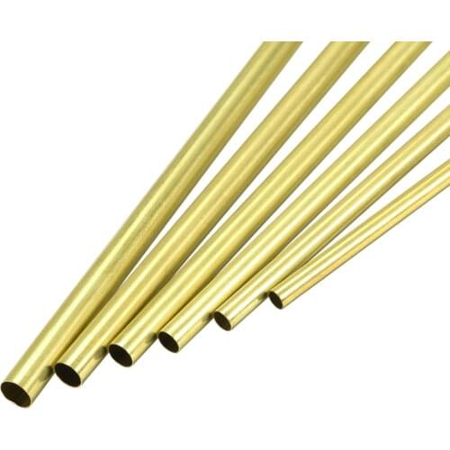 Uxcell 6pcs Brass Tube, 4mm 4.5mm 5mm 5.5mm 6mm 6.5mm OD X 0.2mm Wall Thickness 300mm Length Seamless Round Pipe Tubing
